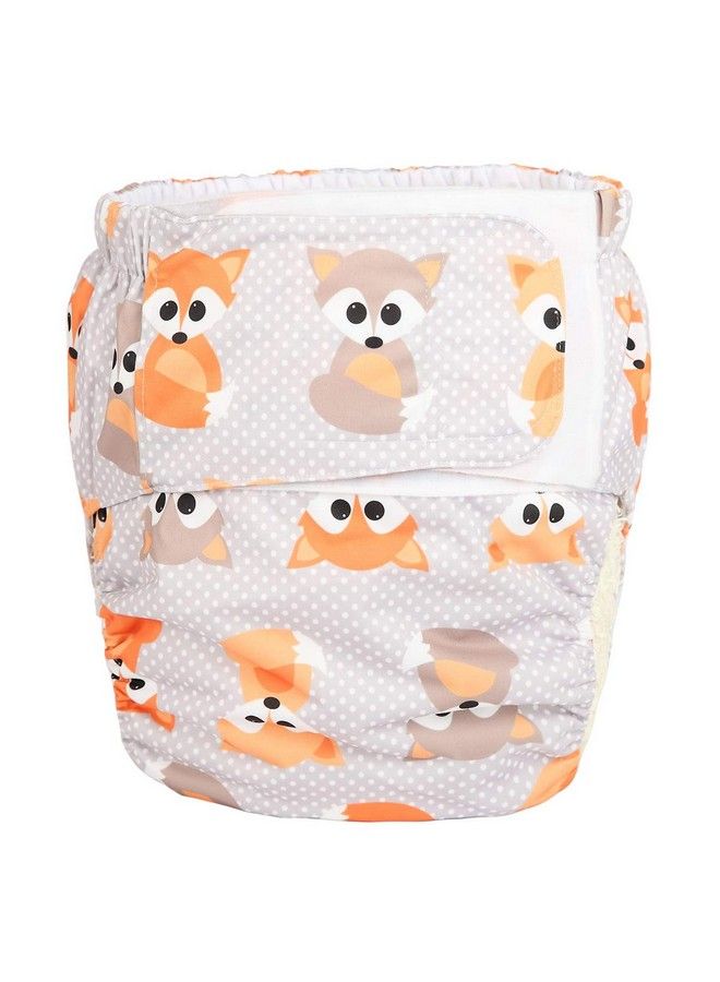 Adult Cloth Diaper Nappy Reusable Washable For Disability Hook And Loop (Baby Fox (Large 26In To 50In))