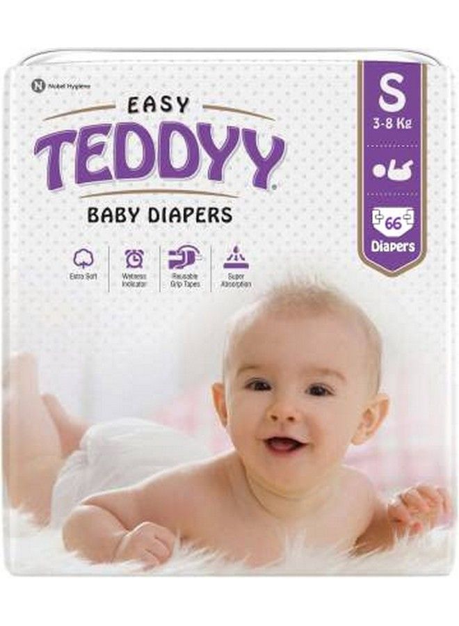 Easy Baby Diapers (White 1 2 Months;Small) 66 Counts