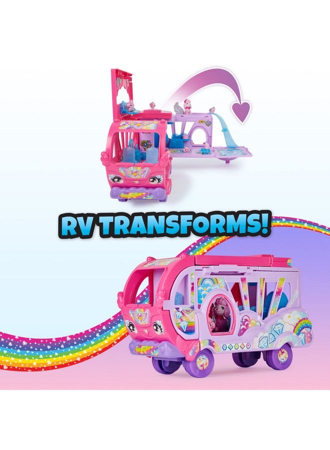 Colleggtibles Transforming Rainbow Cation Camper Toy Car With 6 Exclusive Characters 10 Accessories Kids Toys For Girls Ages 5 And Up