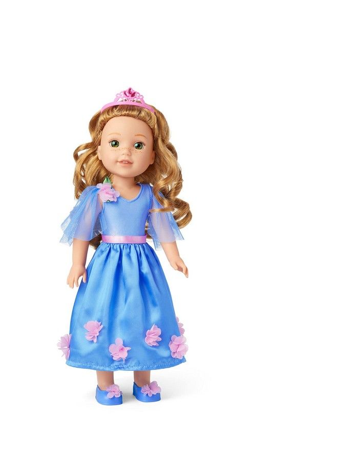 Wellie Wishers Princess In Bloom Outfit For 14.5 Inch Dolls With A Periwinkle Sparkly Dress Satin Skirt A Tiara With Pink Gemstones Ages 4+