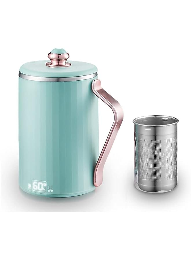 Portable Electric Kette for Travel 220V 380ML Temperature Control Keep Warm Auto Shut Off Stainless Steel Multifunctional Cup Type Mini Electric Kettle Water Boiler for Tea Coffee Milk