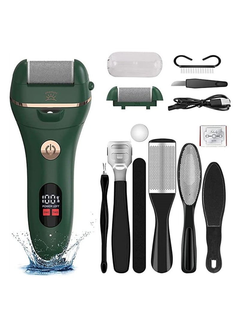 Electronic Foot File, Electric Callus Remover for Feet Rechargeable Digital Display, Pro Pedi Care Perfect Dead, Hard Cracked Dry Skin, Battery with 2 Roller Heads, Speed