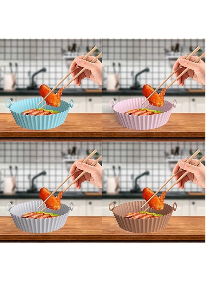 Air Fryer Silicone Liners,Reusable Fryer Liners,Food Safe Air Fryers Oven Accessories Fits 3QT - 5QT Air Fryer (2Pcs Pink+Blue)