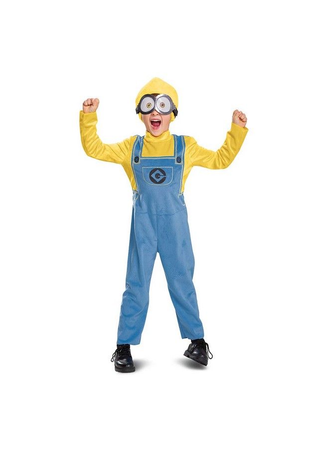 Bob Minions Costume For Toddler Official Minion Jumpsuit For Kids Classic Size Medium (3T 4T) Multicolored
