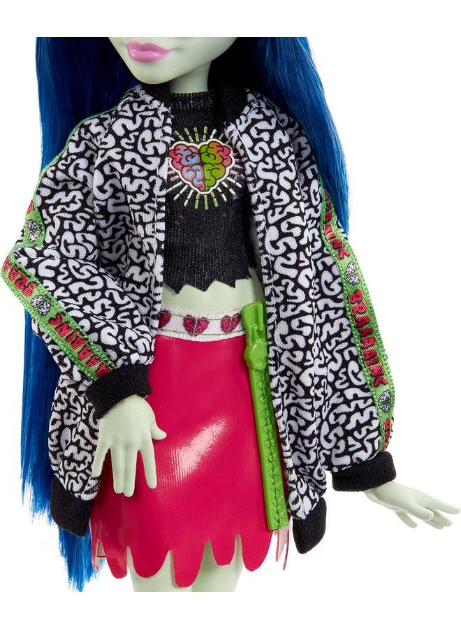 Ghoulia Yelps Doll (10.1 In) With Blue Hair Pet And Accessories