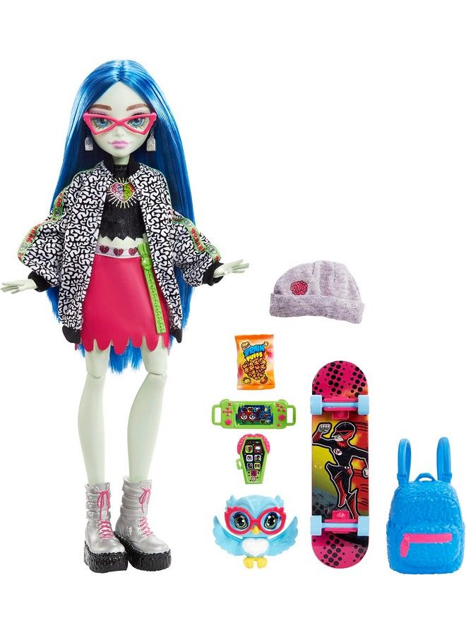 Ghoulia Yelps Doll (10.1 In) With Blue Hair Pet And Accessories