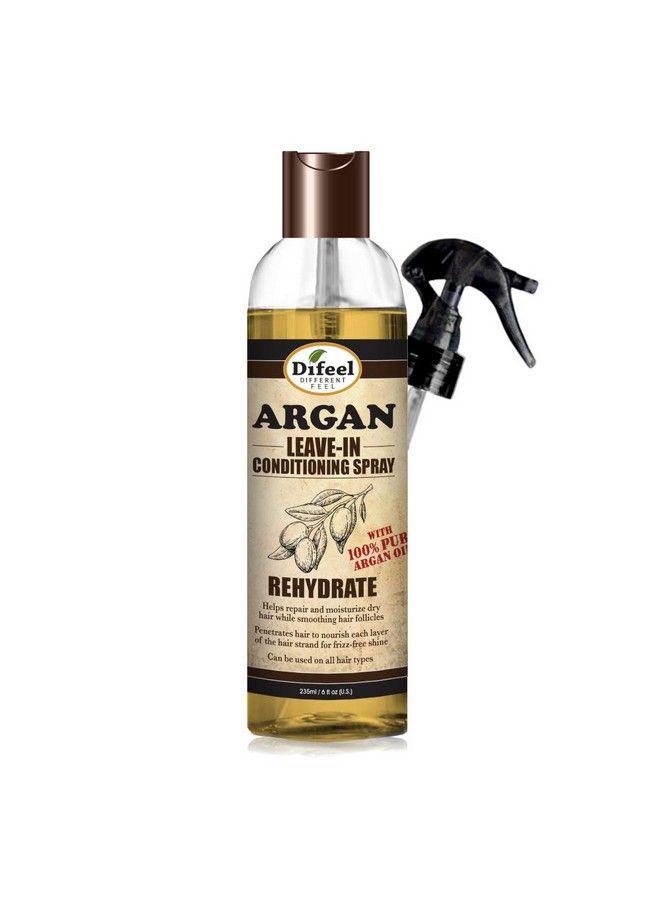 Rehydrate Leave In Conditioning Treatment 100% Pure Argan Oil 6 Oz. With Spray Cap & Dispensing Cap