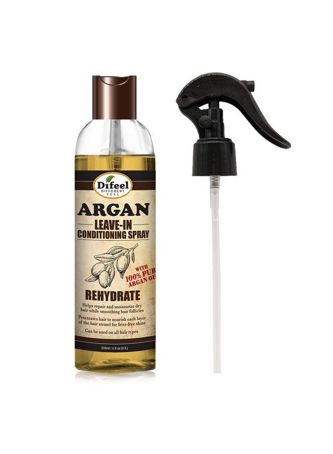 Rehydrate Leave In Conditioning Treatment 100% Pure Argan Oil 6 Oz. With Spray Cap & Dispensing Cap