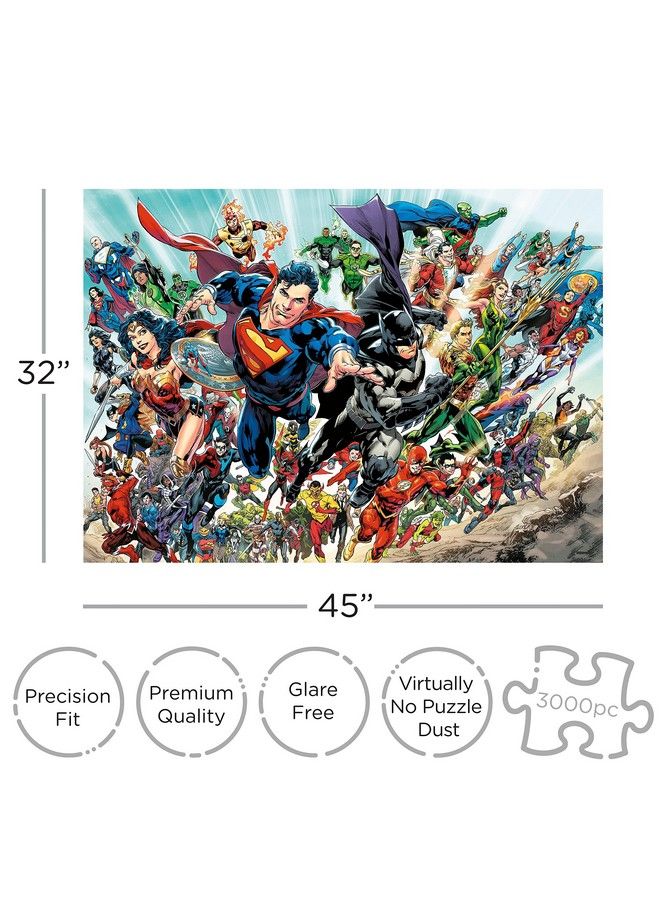 Dc Comics Puzzle Cast (3000 Piece Jigsaw Puzzle) Officially Licensed Dc Comics Merchandise & Collectibles Glare Free Precision Fit 32 X 45 Inches