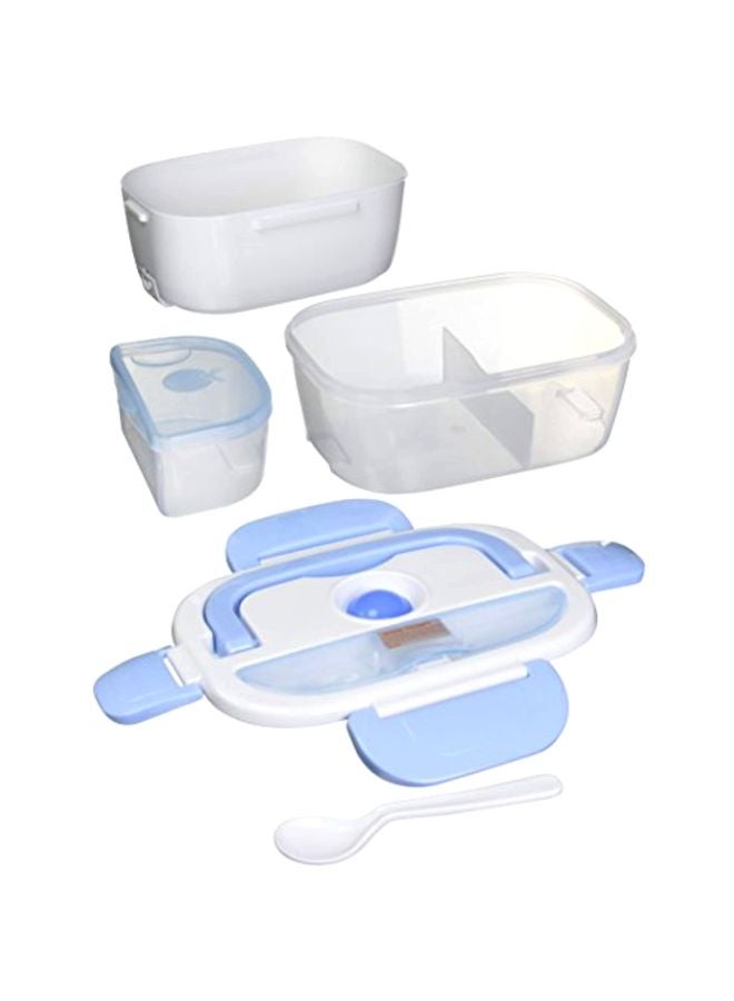 Electric Heating Lunch Box Blue/White 10x7.5x4.5inch