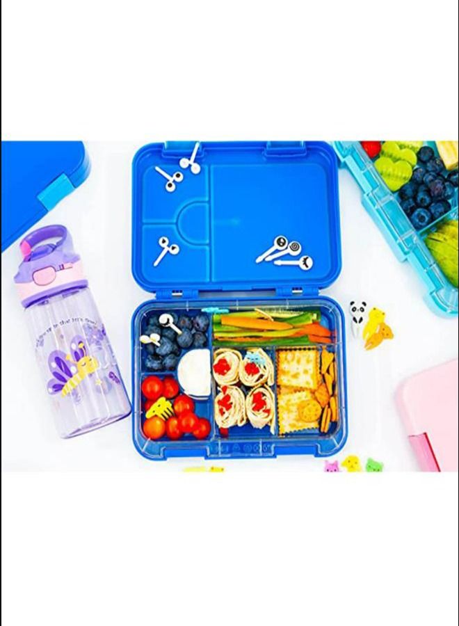 Children's Bento Lunch Box with 6 Compartments - Leak Proof Lunch Box for Boys, Girls, BPA-Free, Microwave Dishwasher Safe, Lunch Box for School (Blue)