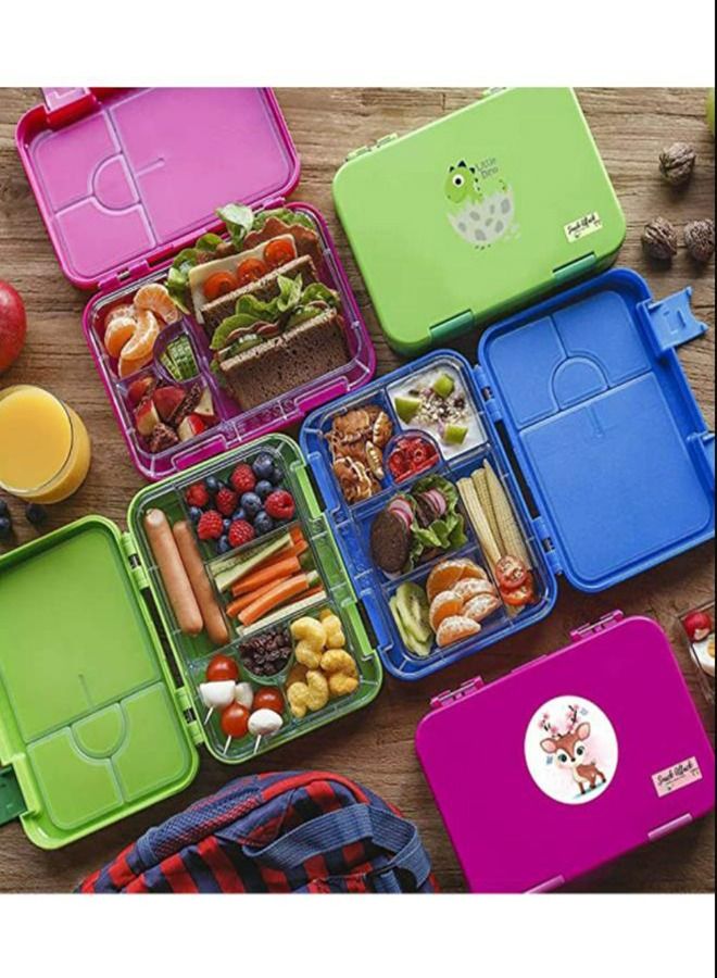 Children's Bento Lunch Box with 6 Compartments - Leak Proof Lunch Box for Boys, Girls, BPA-Free, Microwave Dishwasher Safe, Lunch Box for School (Blue)