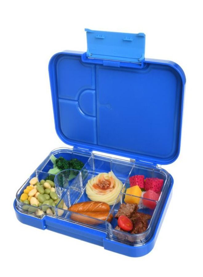 Children's Bento Lunch Box with 6 Compartments - Leak Proof Lunch Box for Boys, Girls, BPA-Free, Microwave Dishwasher Safe, Lunch Box for School (Blue)