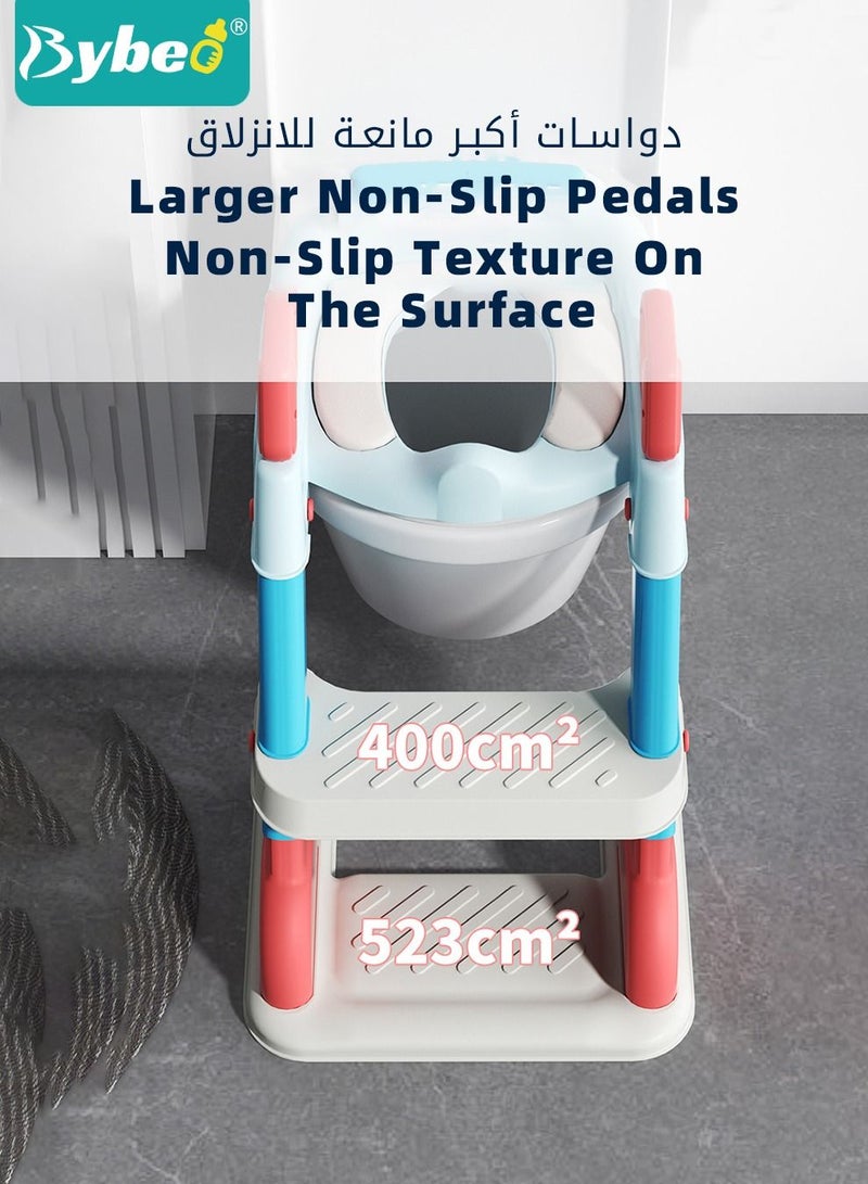 Kids Potty Training Seat, Upgrade Baby Toddler Toilet Seats for Boys & Girls With Sturdy Triangular Structure and Enlarged Anti Slip Pedal Adjustable Height