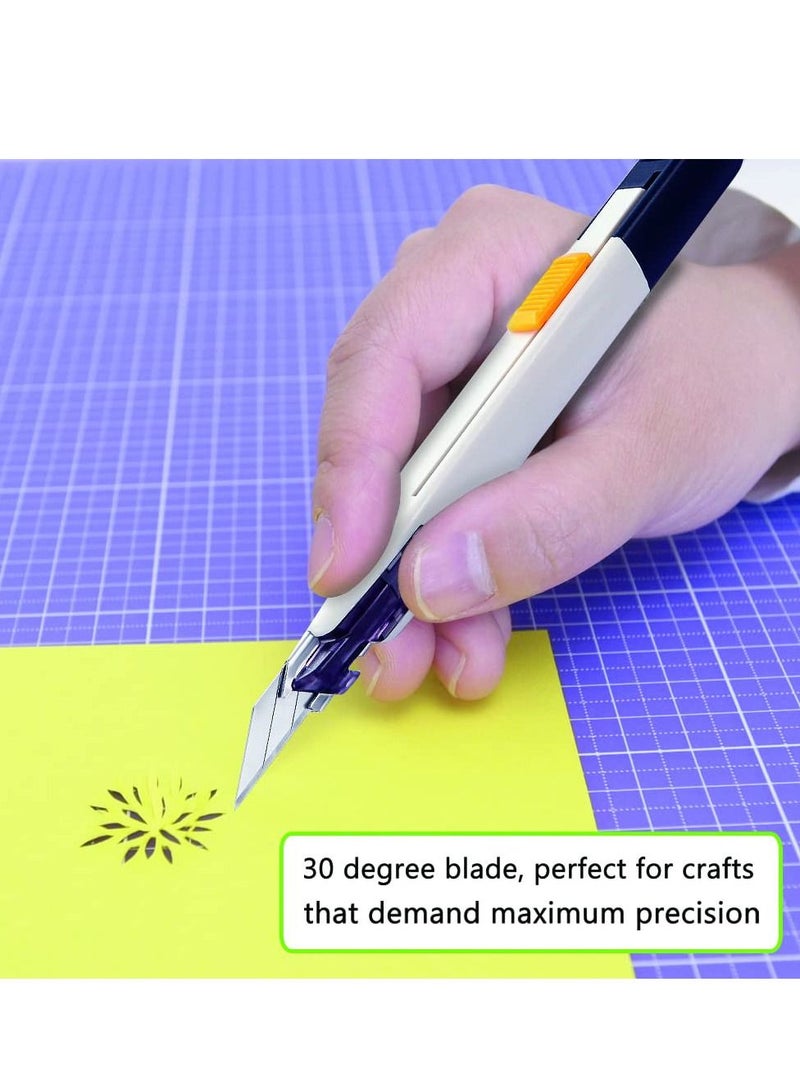 Utility Knife, Portable Box Cutter, Fine Point Arts and Crafts Blade for Precision Cutting, with 10 Blade Pieces for Art Crafts DIY White, 1 Cutter 10 Blades