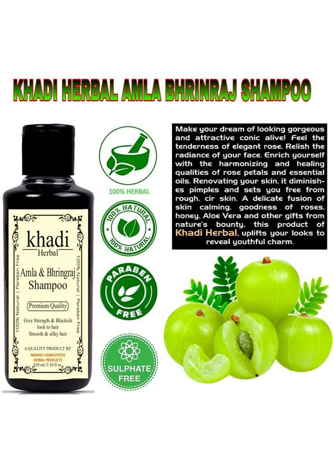 Amla And Bhringraj Shampoo Strengthens Hair Parabens Free Silicon Free Herbal Shampoo (210 Ml)