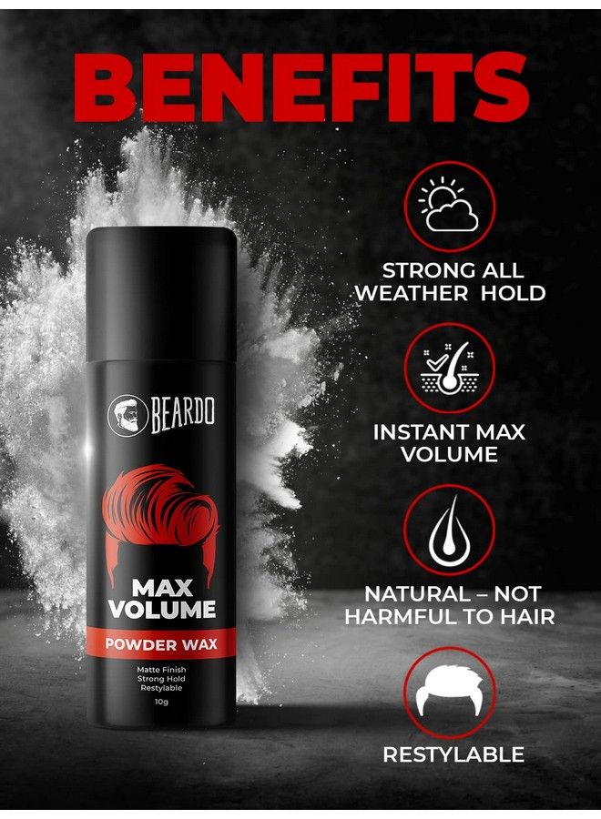 Max Volume Powder Wax 10 Gm ; Matte Finish ; Strong Hold ; Restylable ; Hair Styling Wax ; Hair Wax Powder For Men