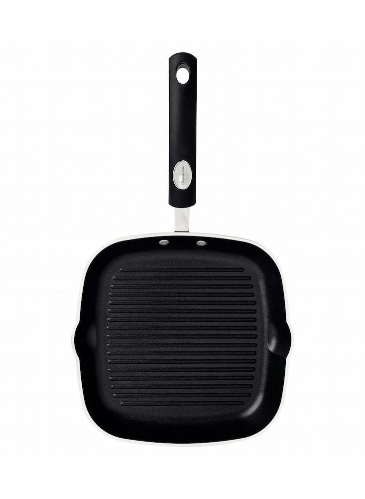 Monaco Induction 24cm 1.5L Black Aluminum Skillet Grill with Interior and Exterior Starflon Premium PFOA Free Nonstick Coating