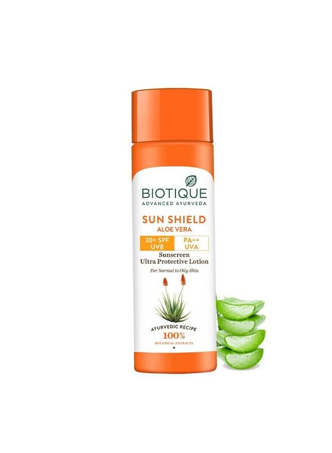 Sun Shield Aloe Vera 30+ Spf Uvb Sunscreen Ultra Protectective Lotion For Normal To Oily Skin 120Ml (Pack Of 2)