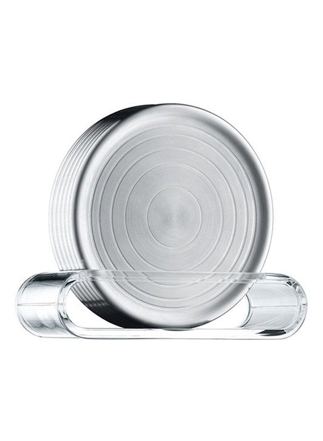 6-Piece Loft Glass Plate Set Silver 12cm