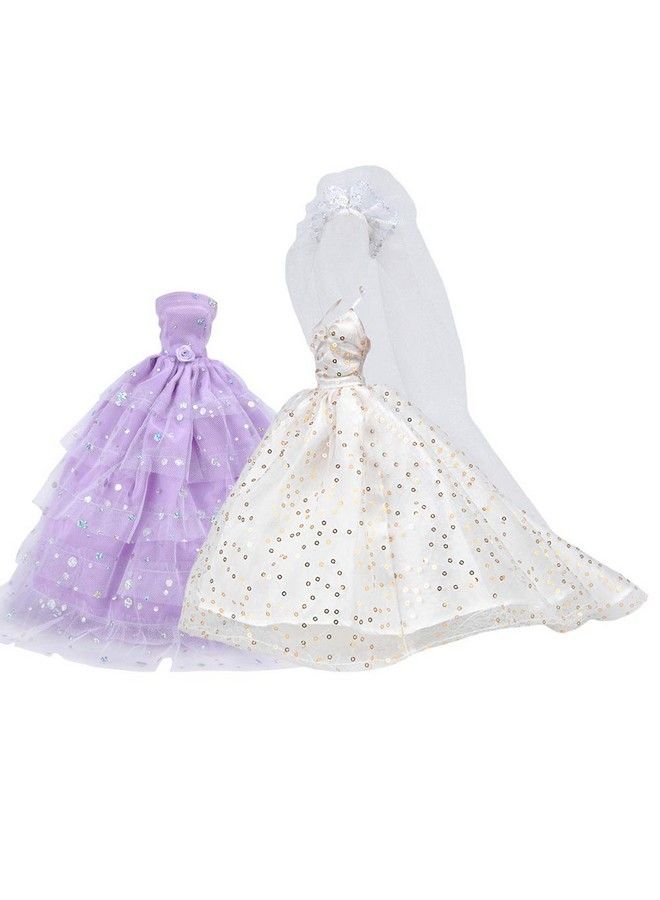 2 Pcs Beautiful Bride Clothing Party Ball Dresses For Girl Dolls