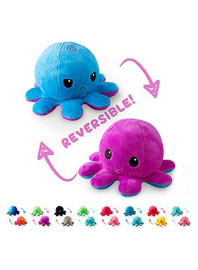 The Original Reversible Octopus Plushie ; Patented Design ; Black And Rainbow ; Show Your Mood Without Saying A Word!