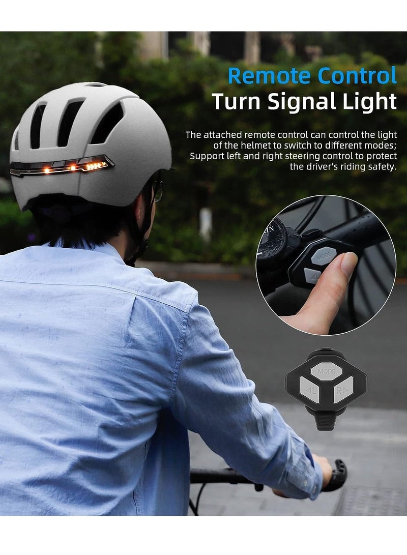 Smart Bicycle Helmet With Front Rear Led Light Detachable Visor And Lining For Adults Men Women Bike Skateboard Cycling Roller Scooter Commute