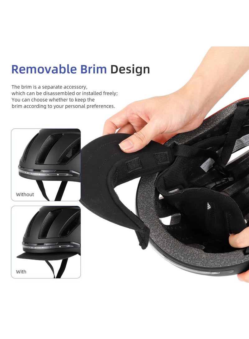 Smart Bicycle Helmet With Front Rear Led Light Detachable Visor And Lining For Adults Men Women Bike Skateboard Cycling Roller Scooter Commute