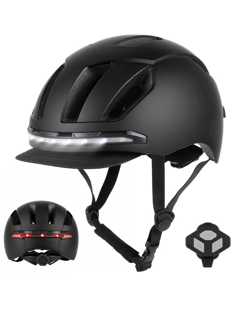 Smart Bicycle Helmet With Front Rear Led Light Detachable Visor And Lining For Adults Men Women Bike Skateboard Cycling Roller Scooter Commute