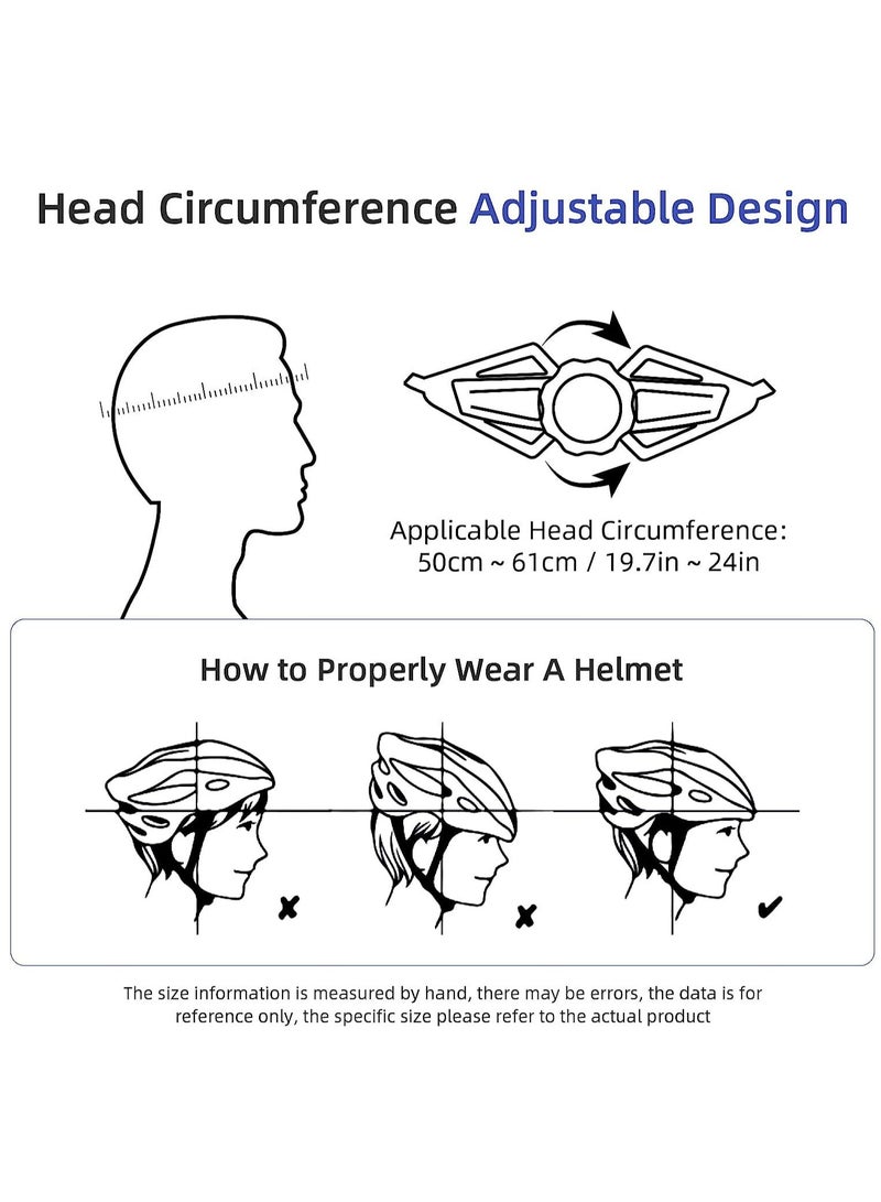Smart Bicycle Helmet With Front Rear Led Light Detachable Visor And Lining For Adults Men Women Bike Skateboard Cycling Roller Scooter Commute