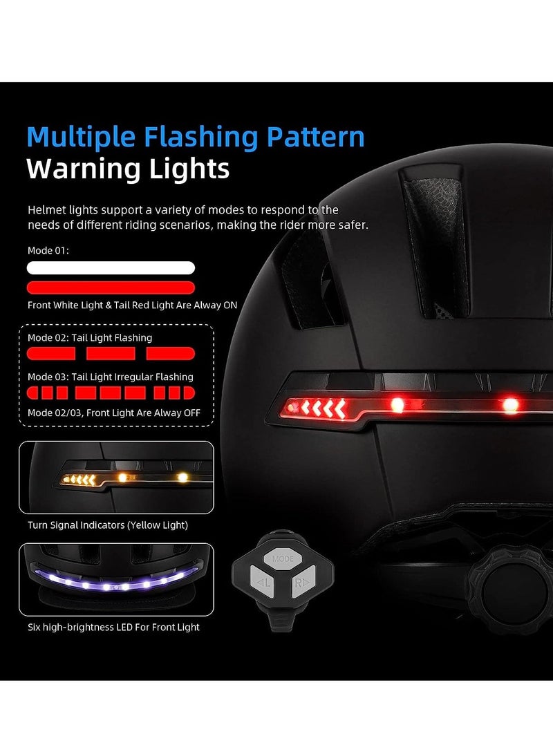 Smart Bicycle Helmet With Front Rear Led Light Detachable Visor And Lining For Adults Men Women Bike Skateboard Cycling Roller Scooter Commute