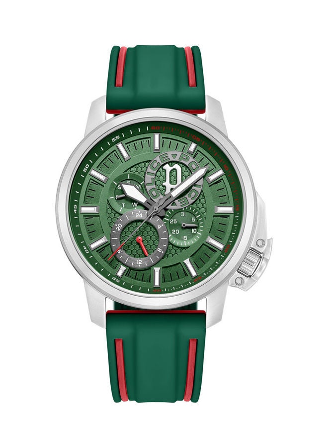 Men's Watch Dial With Green Silicone Strap - PEWJQ0005106