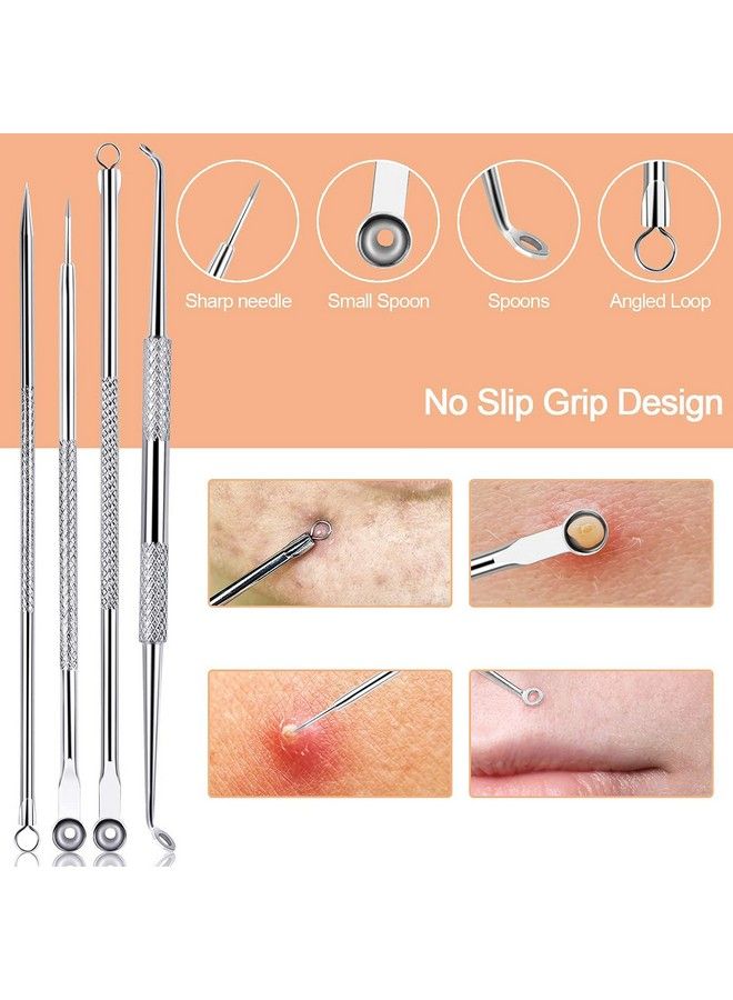 Pimple Popper Tool Kit 10 Pcs Blackhead Remover Zit Popper Tools For Blemish Pimple Comedone Extractor Acne Tool For Nose Face With A Leather Bag