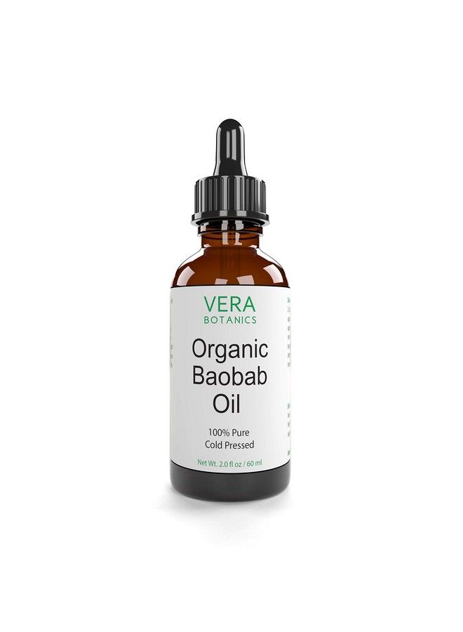 Organic Baobab Oil By Vera Botanics 100% Pure & Natural Unrefined Coldpressed For Face Dry Skin Nails Lips Body & Hair Reduce Hair Breakage Even Out Skin Tone Therapeutic Massage