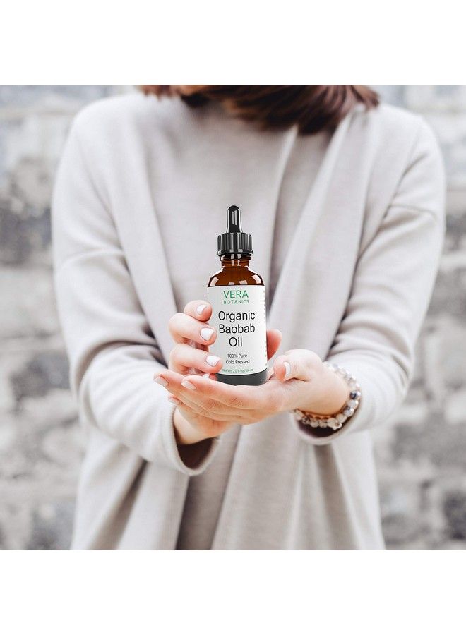 Organic Baobab Oil By Vera Botanics 100% Pure & Natural Unrefined Coldpressed For Face Dry Skin Nails Lips Body & Hair Reduce Hair Breakage Even Out Skin Tone Therapeutic Massage