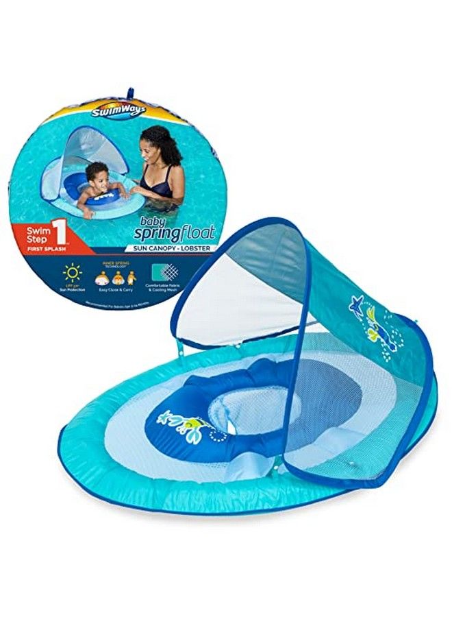 Baby Spring Float With Adjustable Canopy And Upf Sun Protection Blue Lobster
