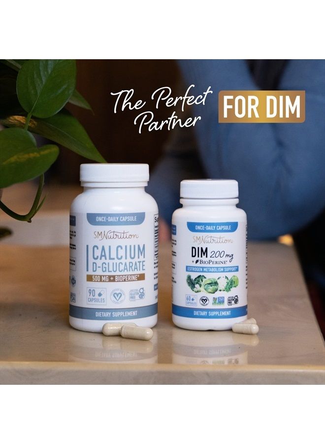 Calcium D-Glucarate | 500mg | CDG for Liver Detox & Cleanse, Metabolism, Hormone Balance, & Menopause Support* | Vegan.org Certified, Non-GMO, Gluten-Free Calcium D Glucarate | 90 Ct. (3-Month Supply)