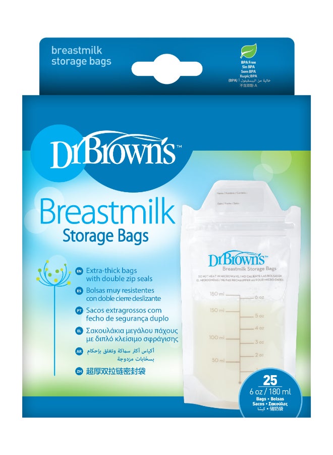 Breastmilk Storage Bag, 6 Oz/180 Ml, Pack Of  25