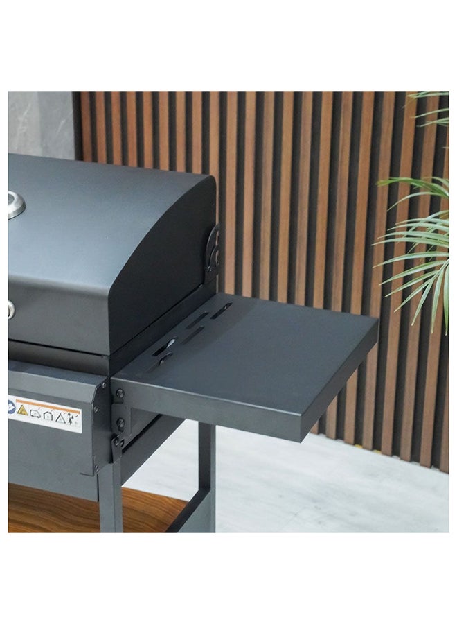 Danube Home BBQ Grill With Wooden Look Gas Charcoal Barbecue For Outdoor Cooking