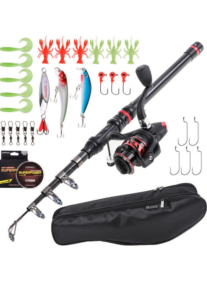 Blusea Fishing Rod and Reel Combo Carbon Fiber Telescopic Fishing Rod     28032-T5A-180 50*11.5*15cm