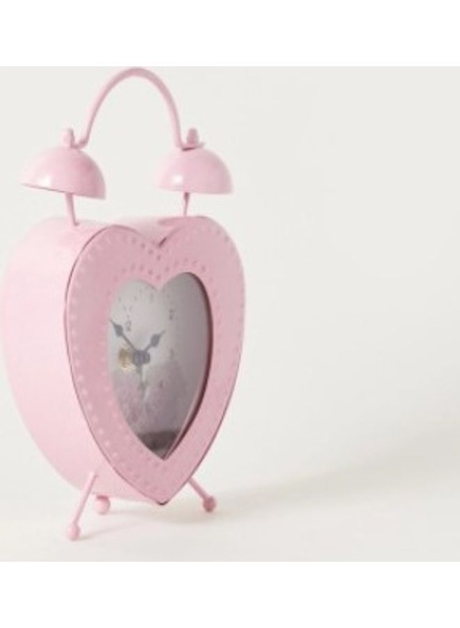 Heart Design Table Clock Pink