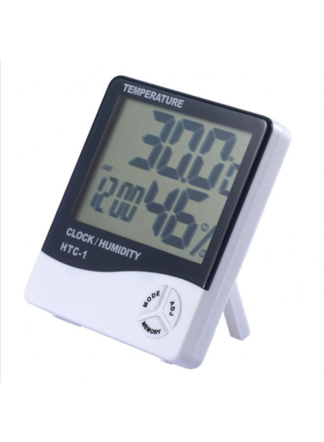 Digital Humidity And Thermometer LCD Alarm Clock White 100 x 99 x 23mm