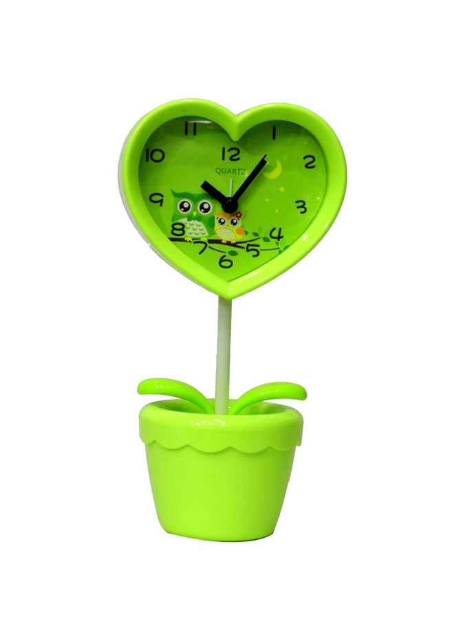 Table Clock Green/Brown/Yellow 20x10cm
