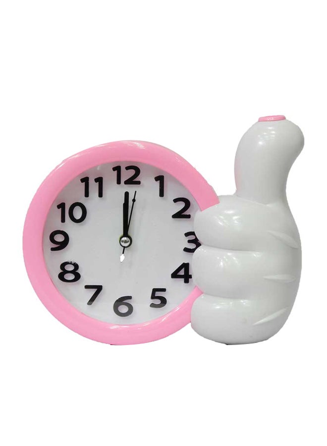 Table Clock Pink/White 17x16centimeter