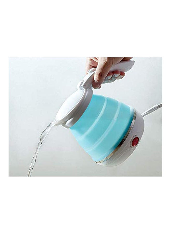 Travel Foldable Electric Kettle Portable Silicone Collapsible Camping Kettle 100-240V Blue 500ml