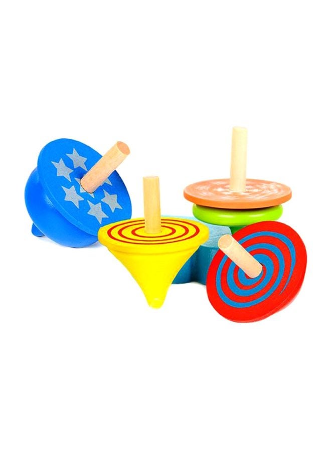 4-Piece Colorful Traditional Educational Wooden Gyro Spinning Top Toys