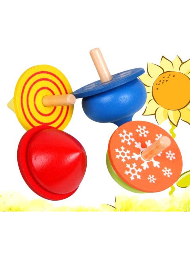 4-Piece Colorful Traditional Educational Wooden Gyro Spinning Top Toys