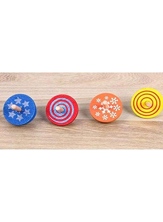 4-Piece Colorful Traditional Educational Wooden Gyro Spinning Top Toys