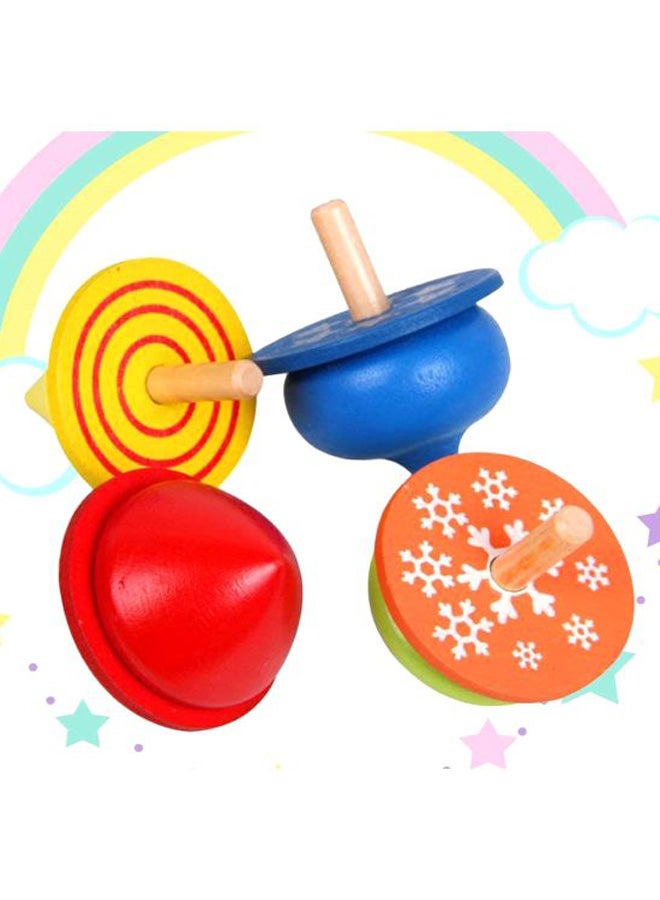 4-Piece Colorful Traditional Educational Wooden Gyro Spinning Top Toys