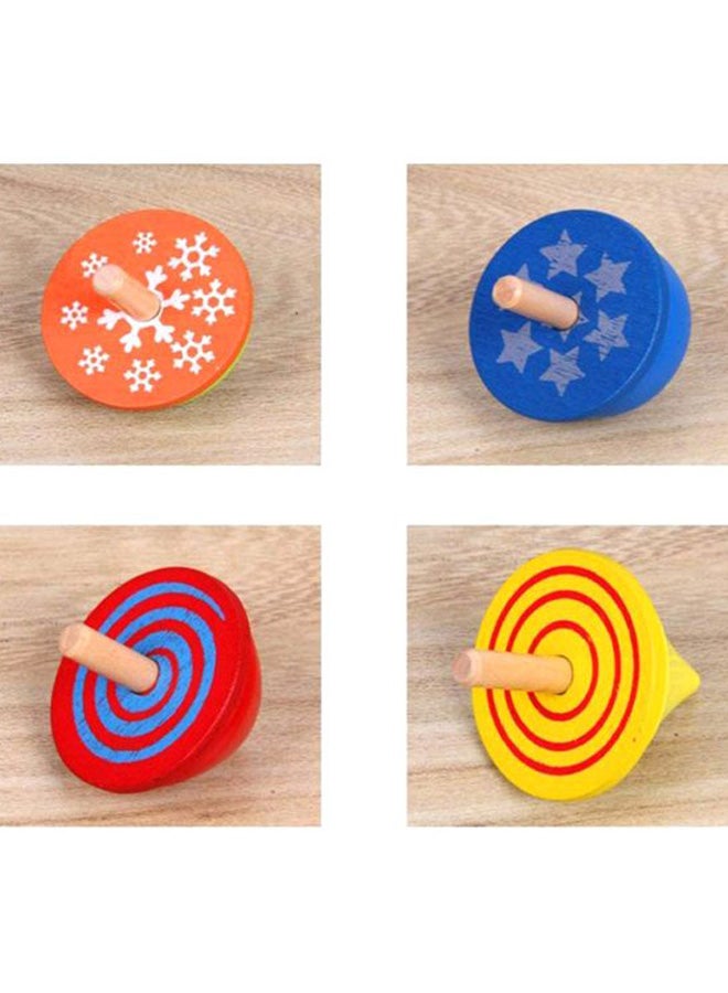 4-Piece Colorful Traditional Educational Wooden Gyro Spinning Top Toys